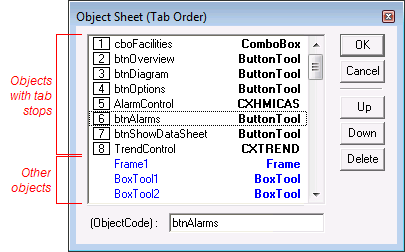 Object Sheet Tab Order